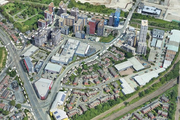 An aerial view of North Acton