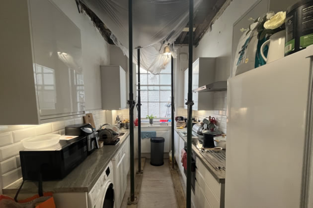 Kitchen ceiling damage.