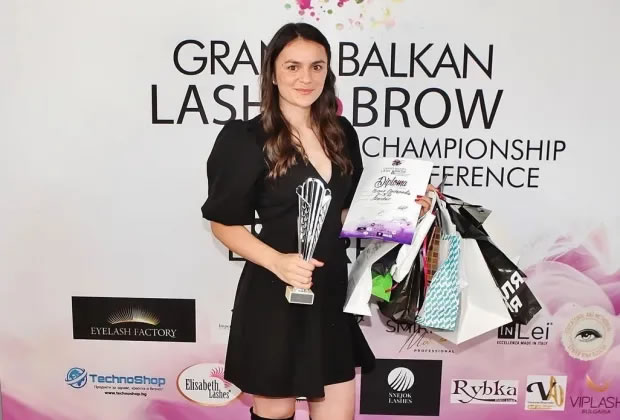 Vanya Gaberova with awards she won working as a beautician